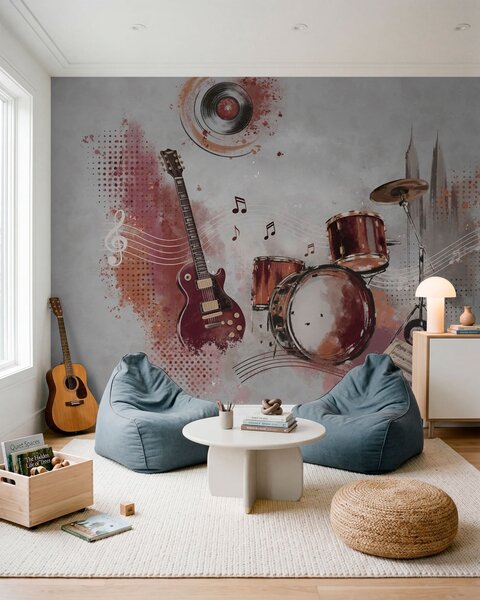 Fotótapéta Hangszerek meleg bordó árnyalatokban, Fotótapéta egyedi, w05546v1 : Uwalls.hu