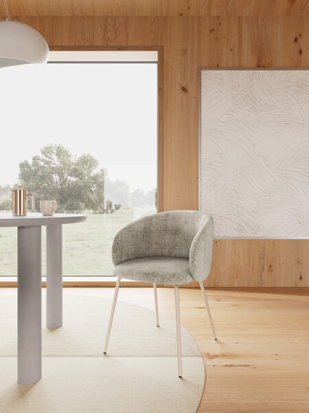 MAZZONI EXPORT CLARA Bézs (Juto 4 szövet)/szürke-bézs lábak (cashmere) - MODERN KÁRPITOZOTT KAGYLÓSZÉK LOFT STÍLUSÚ NAPPALIBA/ÉTKEZŐBE/IRODÁBA