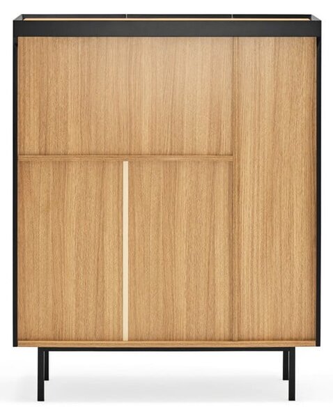 Fekete magas komód tölgyfa dekorral 95x120 cm Arista – Teulat