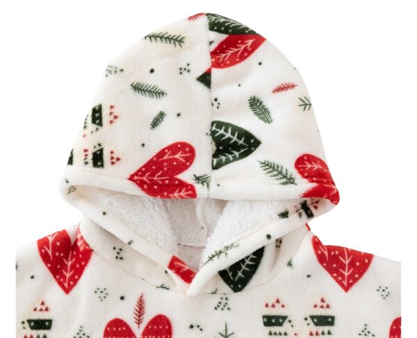 Báránybunda hatású kapucnis, ujjas pléd WINTER HEARTS, színes kivitel