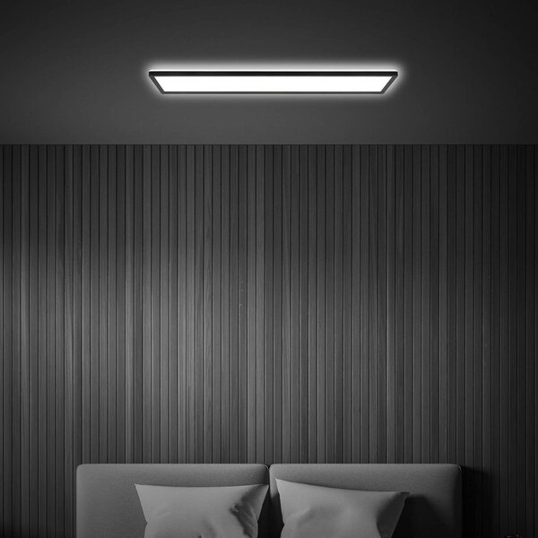 Briloner LED mennyezeti lámpa Tava, fekete, műanyag, 98cm, háttérvilágítással, Fekete, Nappali / Étkező, Műanyag, Modern