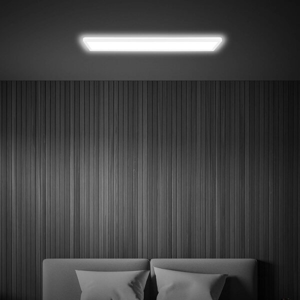 Briloner LED mennyezeti lámpa Tava, fehér, műanyag, 98 cm, háttérvilágítással, Fehér / opál, Nappali / Étkező, Műanyag, Modern