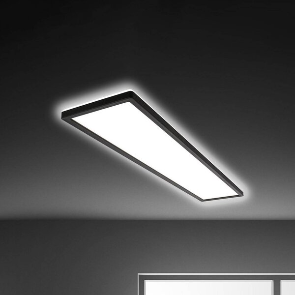 Briloner LED mennyezeti lámpa Tava, fekete, műanyag, 98cm, háttérvilágítással, Fekete, Nappali / Étkező, Műanyag, Modern