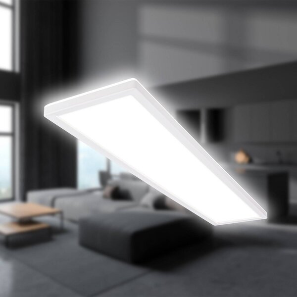 Briloner LED mennyezeti lámpa Tava, fehér, műanyag, 98 cm, háttérvilágítással, Fehér / opál, Nappali / Étkező, Műanyag, Modern