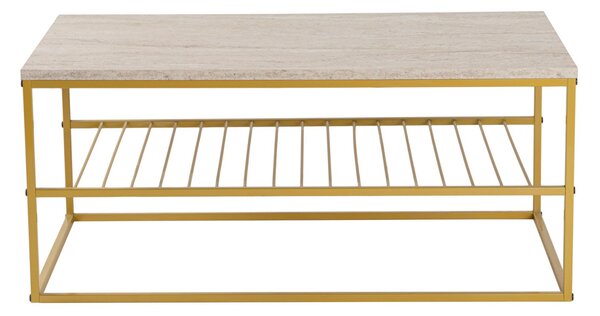 Asude dohányzóasztal, arany-travertin, 95 cm