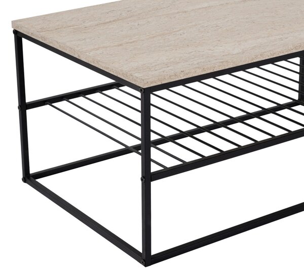 Asude dohányzóasztal, fekete-travertin, 95 cm