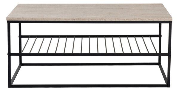 Asude dohányzóasztal, fekete-travertin, 95 cm