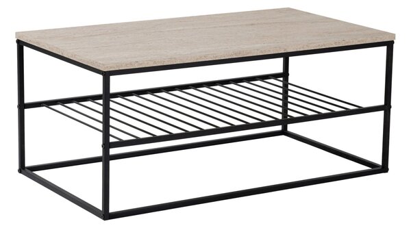 Asude dohányzóasztal, fekete-travertin, 95 cm