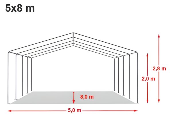 Party sátor 5x8 m STANDARD - tűzálló szín fehér