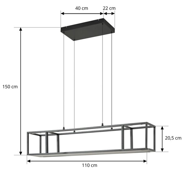 Lucande LED lógó világítás Estante, fekete, dimmelhető, dimmelhető, Fekete, Nappali / Étkező, fém, Modern