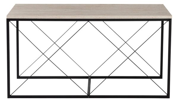 Defne dohányzóasztal, fekete-travertin, 100 cm