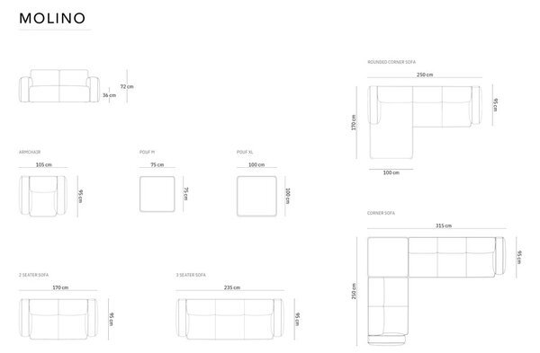 Bézs buklé kanapé 235 cm Molino – Micadoni Home