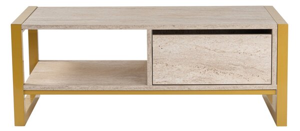 Haldizen dohányzóasztal, arany-travertin, 105 cm
