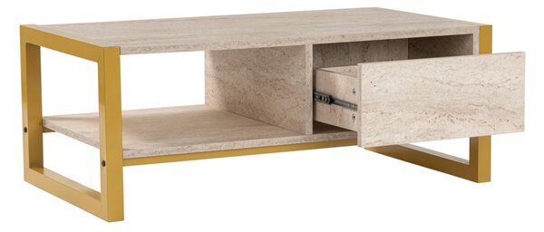 Haldizen dohányzóasztal, arany-travertin, 105 cm