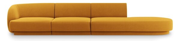 Mustársárga bársony kanapé 302 cm Miley – Micadoni Home