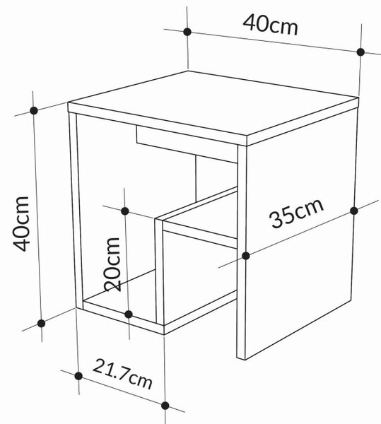 Bon dohányzóasztal, zafír tölgy, 40 cm