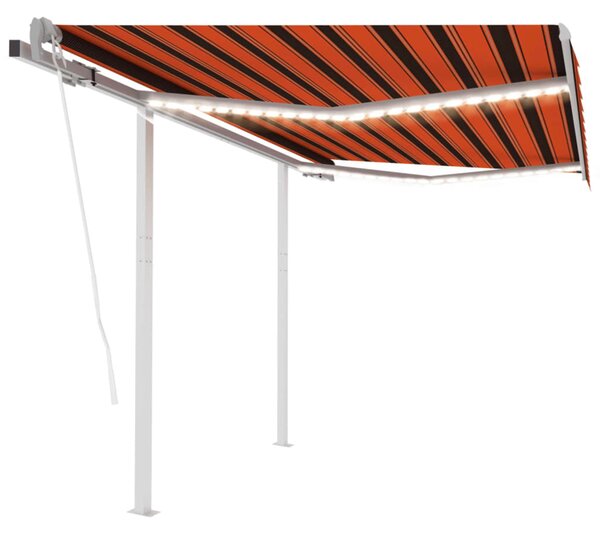 VidaXL narancssárga-barna szélérzékelős és LED-es napellenző 3,5x2,5 m