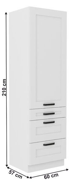 KONDELA Magas szekrény, fehér, LULA 60 DKS-210 3S 1F