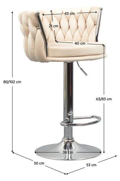 KONDELA Design bárszék, bézs Velvet szövet/króm, BRIN