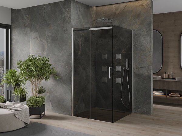 Mexen Omega zuhanykabin 100x100cm, 8mm üveg, króm profil-szürke üveg, 825-100-100-01-40