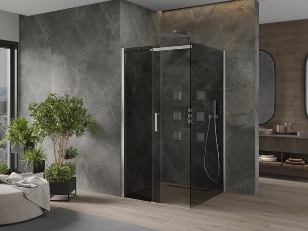 Mexen Omega zuhanykabin 100x100cm, 8mm üveg, króm profil-szürke üveg, 825-100-100-01-40
