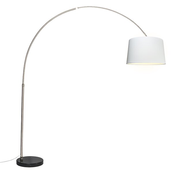Acél ívlámpa fehér textilbúrával 45 cm - XXL