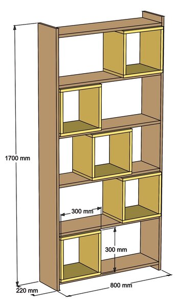 Regál Blanchet (dió + kék)