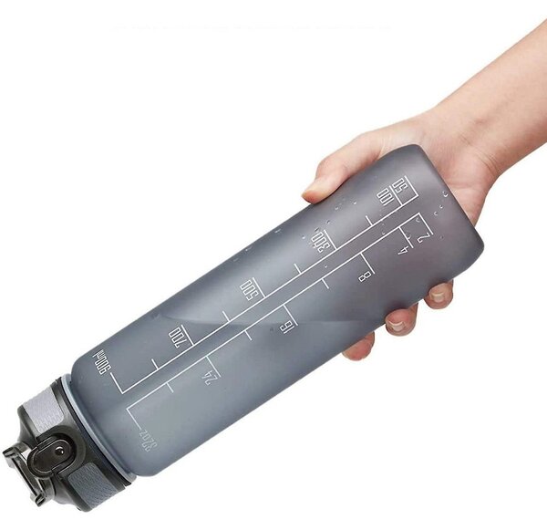 WOOZE TS14258 Prémium motivációs sport kulacs 1000ml Szürke