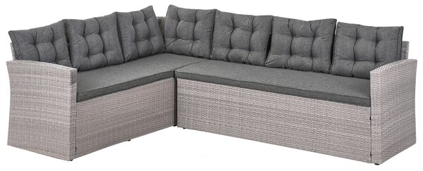 Kerti sarokkanapé 8 személyes VITERBO PE Rattan Szürke