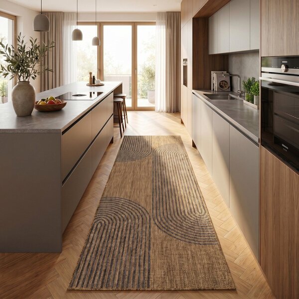 Fekete-barna kültéri-beltéri futószőnyeg 80x250 cm Mira 1453 – Ayyildiz Carpets