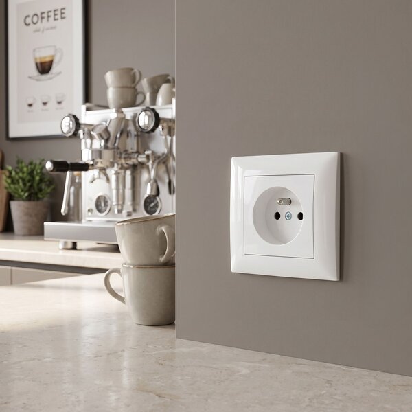 Egyszeres földelt aljzat kerettel OSTE JNH001-G White
