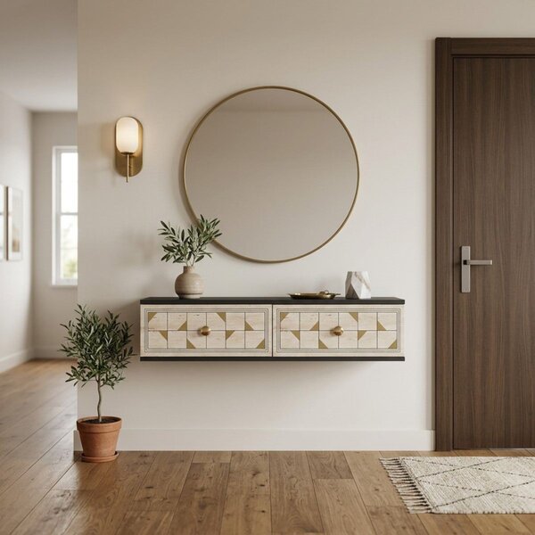 Moka komód, antracit-travertin, 120 cm – TR555CHM1636