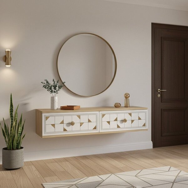 Moka komód, zafír tölgy-fehér, 120 cm – TR555CHM1642