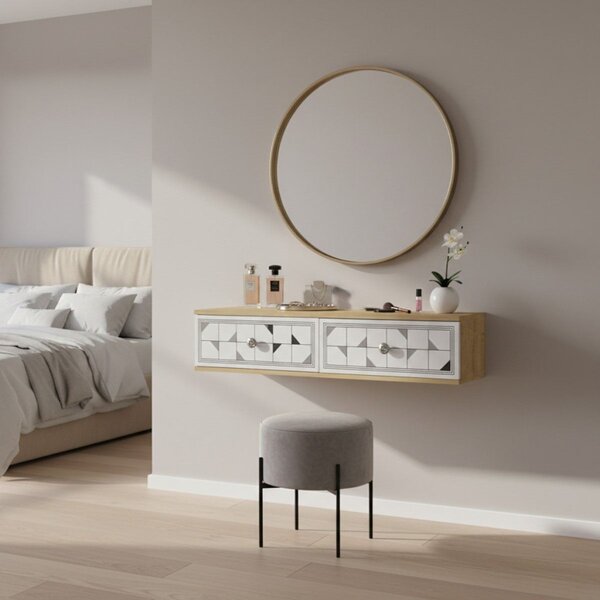 Moka komód, zafír tölgy-fehér, 120 cm – TR555CHM1643