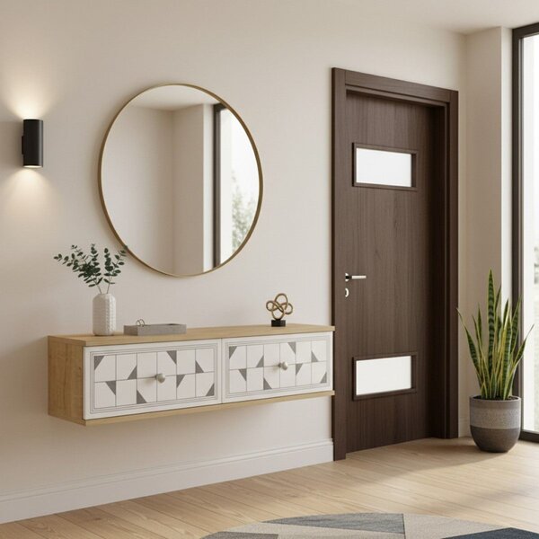 Moka komód, zafír tölgy-fehér, 120 cm – TR555CHM1643