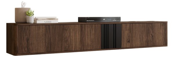 TV-állvány Oratio I, Közepes sűrűségű farostlemez, Laminált forgácslap, 30x190x31cm, Dió, Fekete