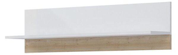 Magasfényű falipolc, 139 cm, fehér-bükkfa - OSLO