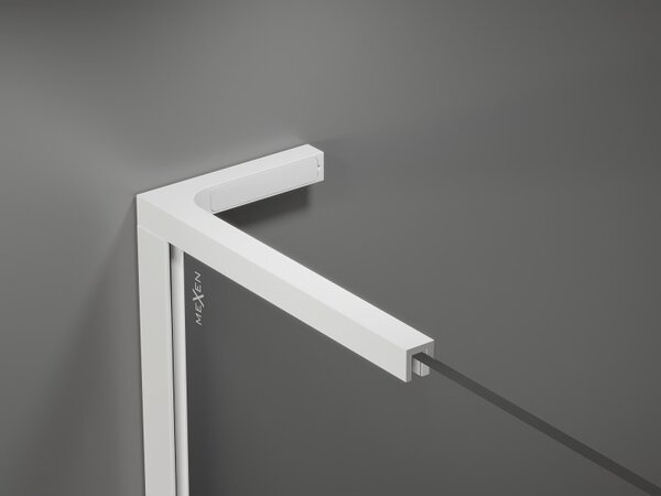 Mexen Kioto L, Walk-In zuhany paraván 110 x 200 cm, 8 mm átlátszó üveg fehér mintás, fehér profil, 800-110-103-20-85
