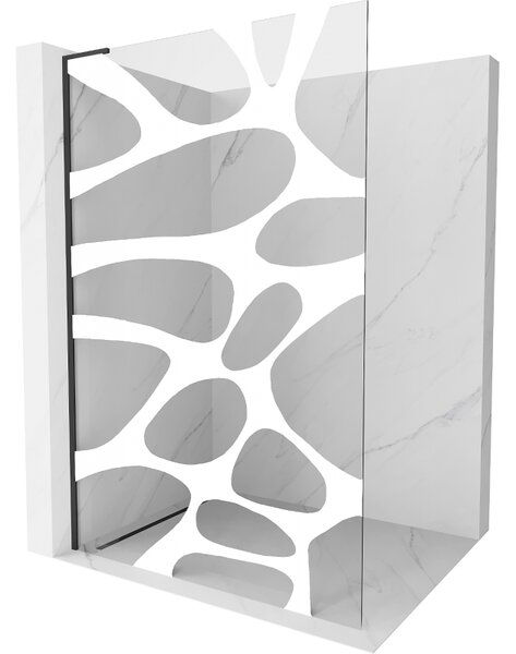 Mexen Kioto L, Walk-In zuhany paraván 80 x 200 cm, 8 mm átlátszó üveg fehér mintás, fekete profil, 800-080-103-70-97