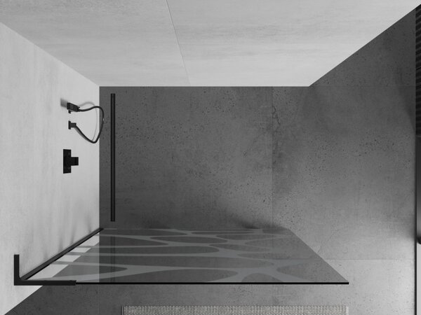 Mexen Kioto L, Walk-In zuhany paraván 80 x 200 cm, 8 mm átlátszó üveg fehér mintás, fekete profil, 800-080-103-70-97