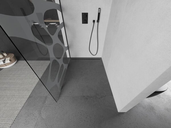 Mexen Kioto L, Walk-In zuhany paraván 80 x 200 cm, 8 mm átlátszó üveg fehér mintás, fekete profil, 800-080-103-70-97