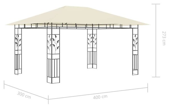 VidaXL Kertpavilon - Szúnyogháló - LED Fényfüzér - 4x3x2,73m