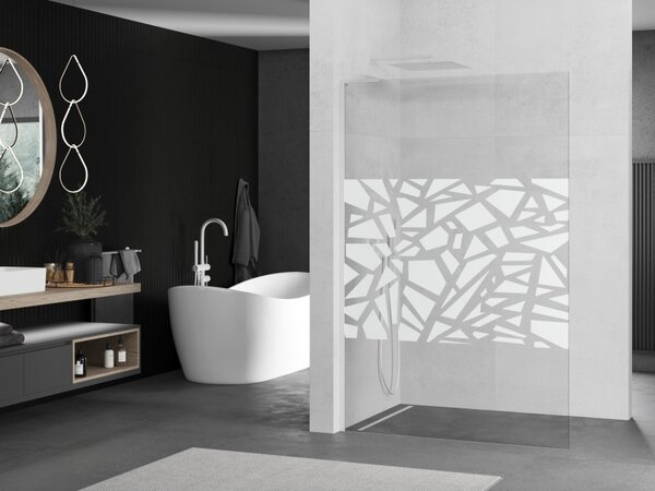Mexen Kioto L, Walk-In zuhany paraván 110 x 200 cm, 8 mm átlátszó üveg fehér mintás, fehér profil, 800-110-103-20-85