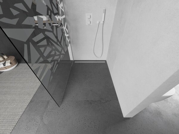 Mexen Kioto L, Walk-In zuhany paraván 110 x 200 cm, 8 mm átlátszó üveg fehér mintás, fehér profil, 800-110-103-20-85
