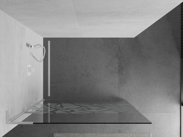 Mexen Kioto L, Walk-In zuhany paraván 110 x 200 cm, 8 mm átlátszó üveg fehér mintás, fehér profil, 800-110-103-20-85