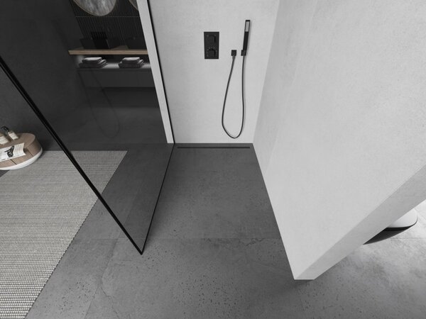 Mexen Kioto L, Walk-In zuhany paraván 70 x 200 cm, 8 mm átlátszó üveg fekete mintás, fekete profil, 800-070-103-70-70
