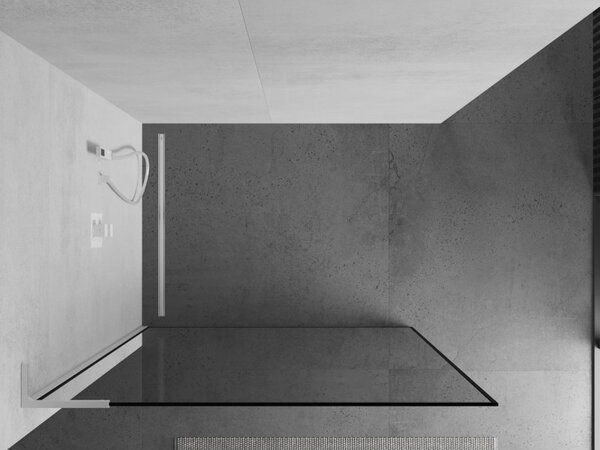 Mexen Kioto L, Walk-In zuhany paraván 70 x 200 cm, 8 mm átlátszó üveg fekete mintás, fehér profil, 800-070-103-20-70