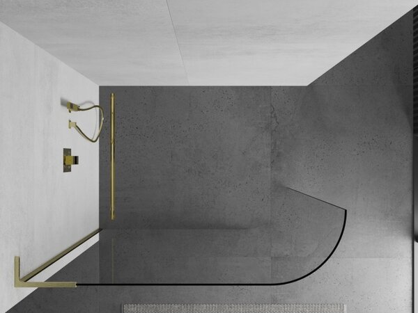 Mexen Kioto L, Walk-In zuhany paraván 120 x 200 cm, 8 mm átlátszó üveg, arany matt profil, 800-120-103-55-06