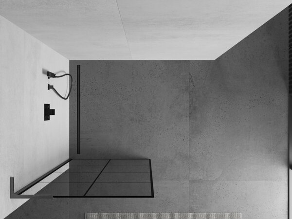 Mexen Kioto L, Walk-In zuhany paraván 80 x 200 cm, 8 mm átlátszó üveg fekete mintás, grafit profil, 800-080-103-66-77
