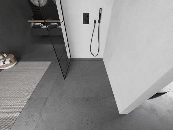 Mexen Kioto L, Walk-In zuhany paraván 80 x 200 cm, 8 mm átlátszó üveg fekete mintás, fekete profil, 800-080-103-70-77